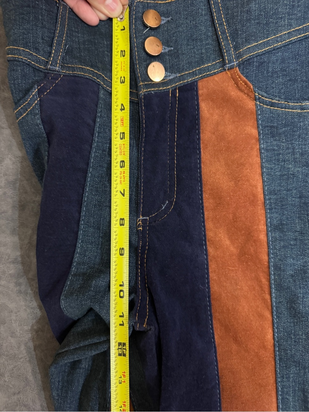 Women Altar D State Fun Retro Flare Denim Jeans Stripes Festival Boho Chic Sz29 - Picture 7 of 8